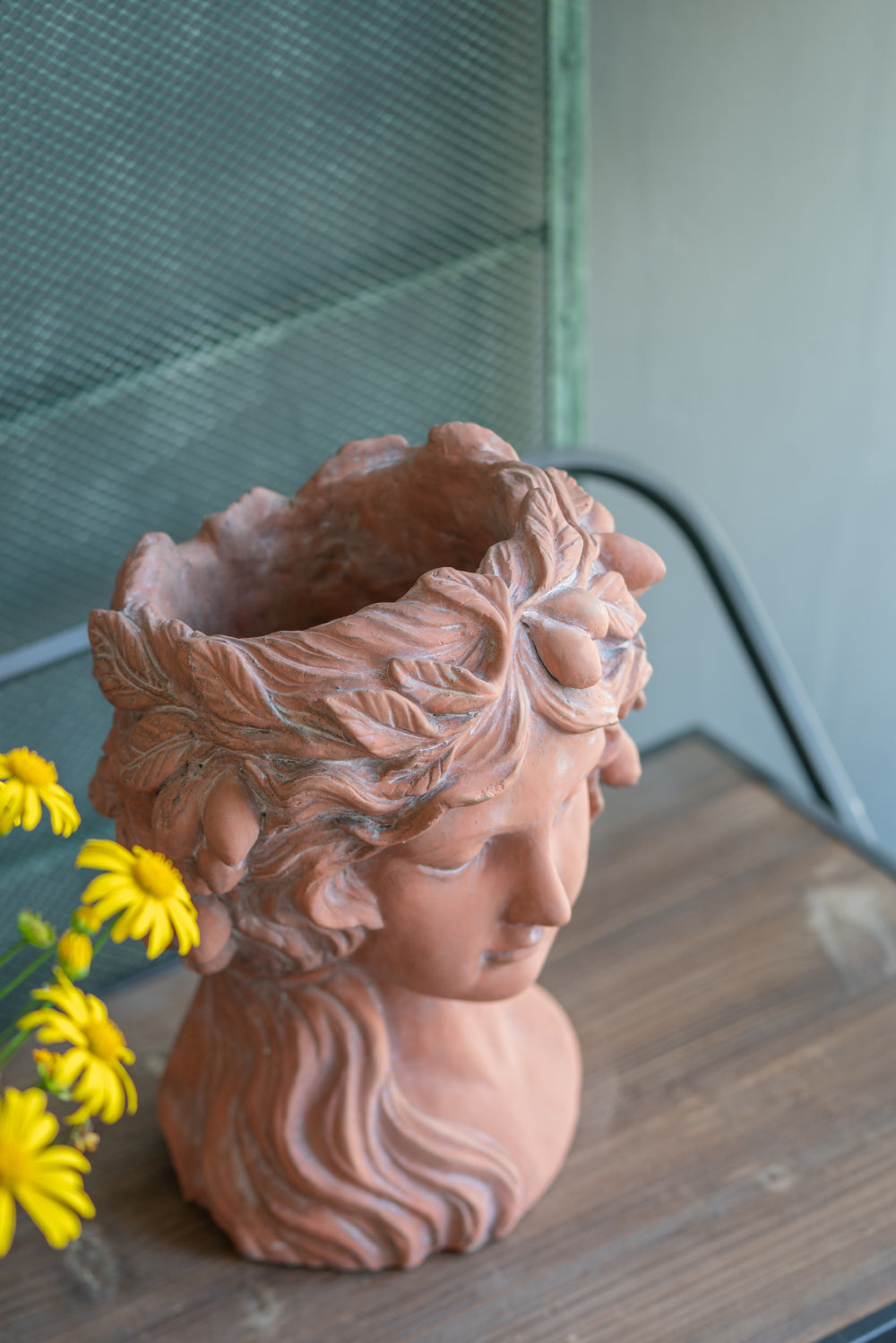 8X9X11.5" Brown Head Bust Planter, Greek Style Cement Head Planter Indoor Outdoor Home Garden Decor Brown Garden & Outdoor Cement