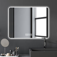 Bathroom Mirror With Led Lights Front And Backlit, Anti Fog Lighted Vanity Mirrors For Wall Mounted, 3 Colors And 5 Level Dimmable, Horizontal Vertical Clear Modern Glass