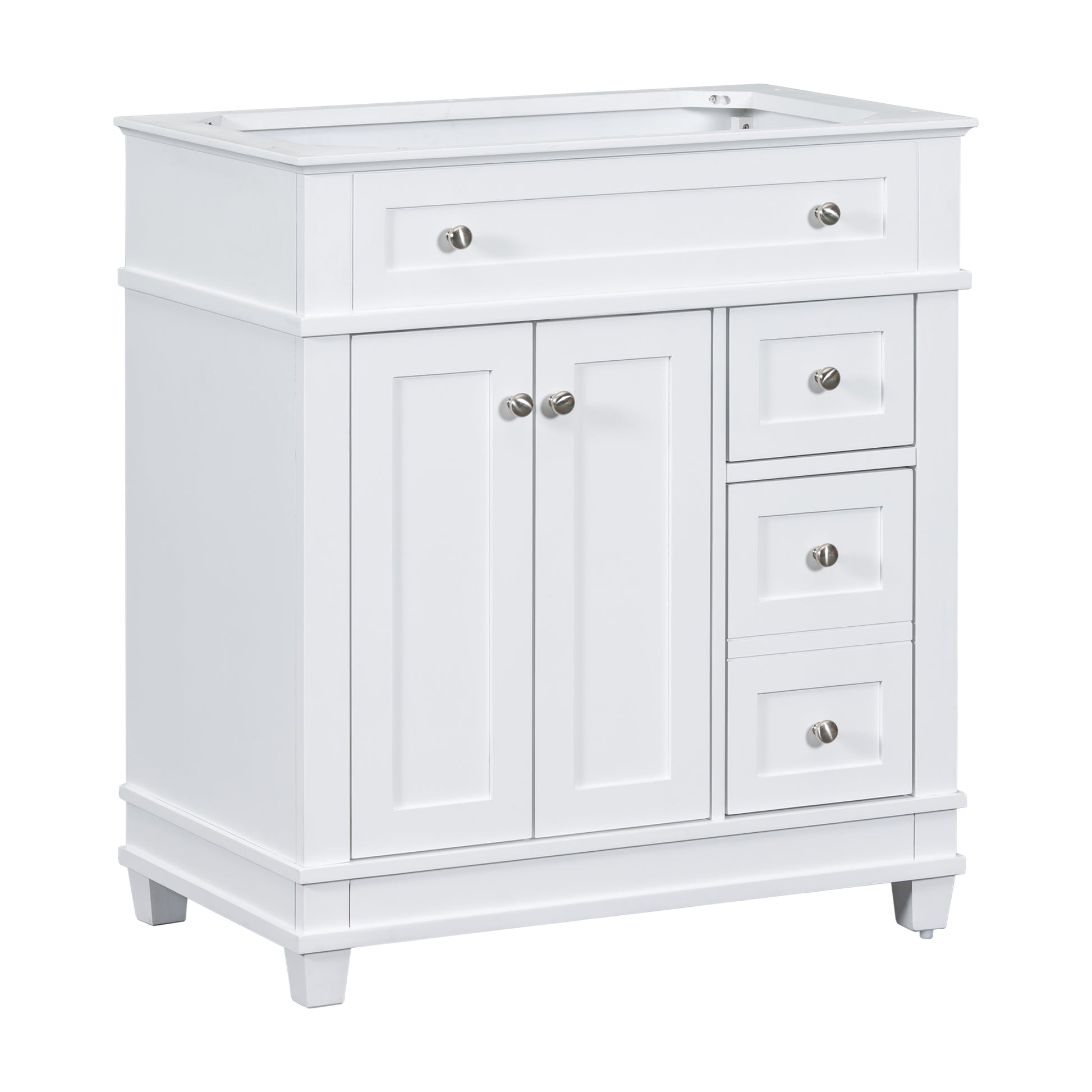 30" Bathroom Vanity Cabinet Without Sink, Free Standing Vanity With 2 Drawers& Soft Closing Doors, Solid Wood Frame Bathroom Cabinet, White Not Include Sink 2 White 2 1 Bathroom Freestanding Solid Wood Mdf Painted