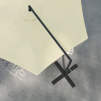 Outsunny 9.5Ft Cantilever Patio Umbrella With Crank, Cross Base And Air Vent, Round Hanging Offset Umbrella, Heavy Duty Outdoor Umbrella For Garden, Pool, Backyard, Deck, Beige Beige Polyester