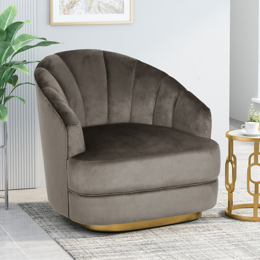 Arm Chair Grey Velvet