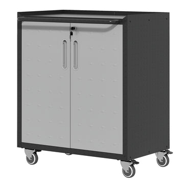 Heavy Duty Metal Garage Storage Cabinet With Wheels Sturdy And Durable Tool Storage Cabinet For Garage, Office, And Home Organizer Solutions Black Gray Steel