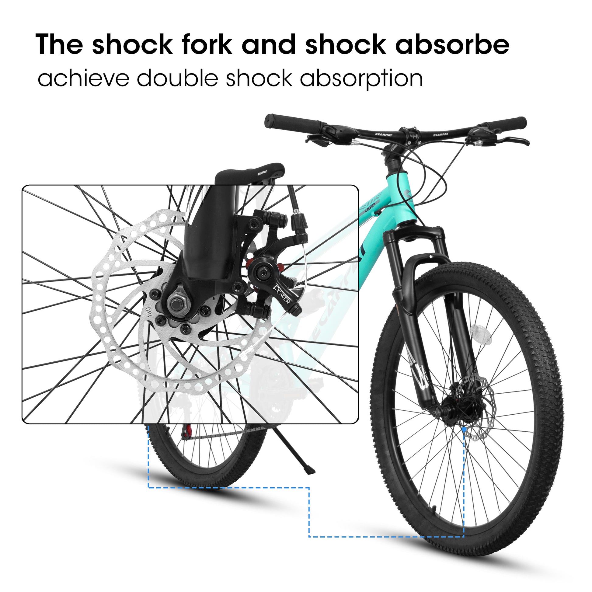 A26207 26 Inch Aluminum Frame Shock Fork Plus Shock Absorber 21 Speed Unisex Mountain Bike Blue Without Wear Resistant Garden & Outdoor Sporty Multifunctional Steel