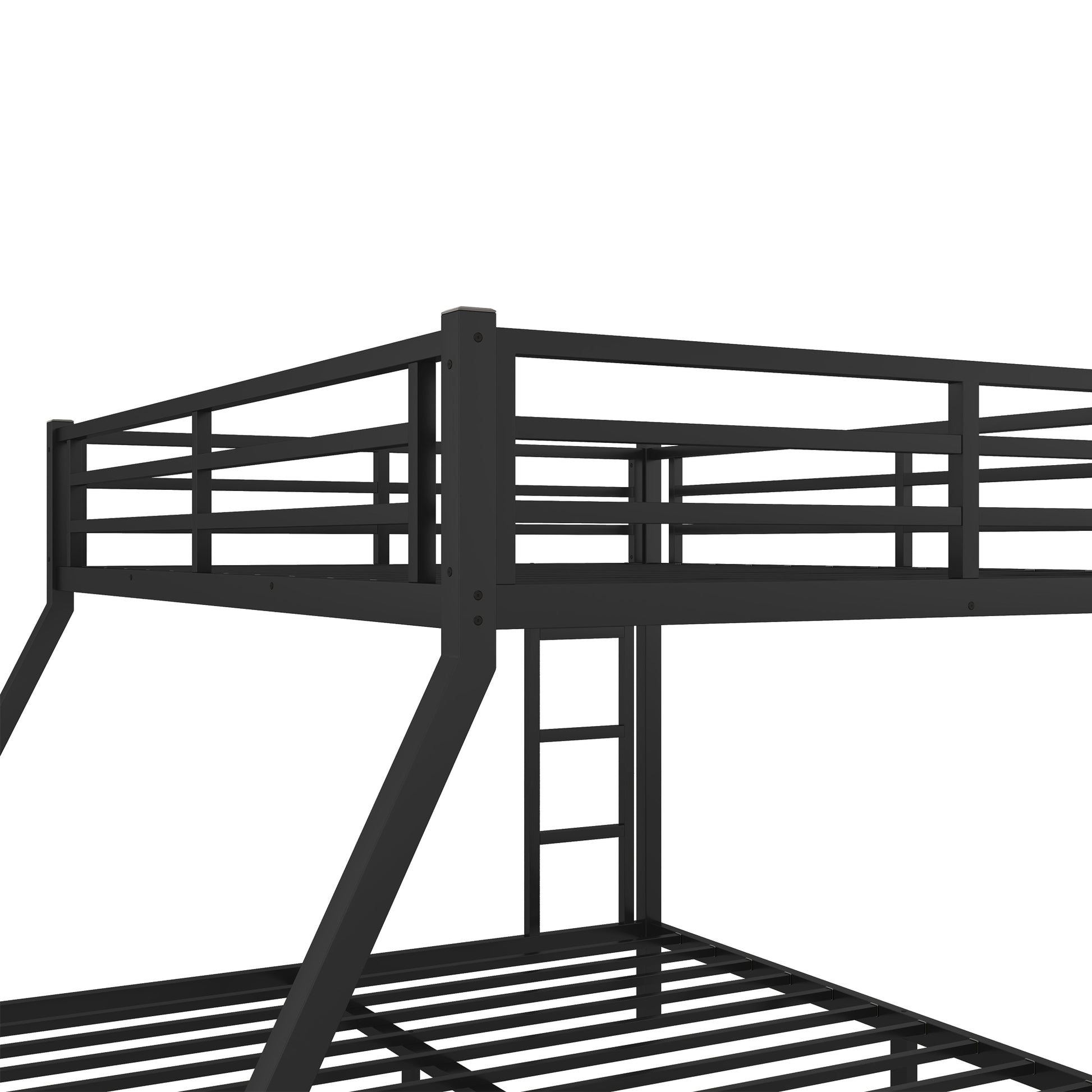 Metal Queen Over King Bunk Bed For Teens And Adults,Space Saving Noise Reduced No Box Spring Needed, Black Black Metal