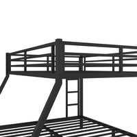 Metal Queen Over King Bunk Bed For Teens And Adults,Space Saving Noise Reduced No Box Spring Needed, Black Black Metal