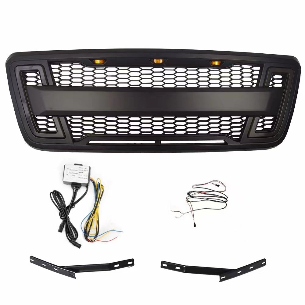 Grille For 2004 2008 Ford F150 With Led Lights Black Abs