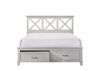 Queen X Storage Bed Gray Solid Wood Mdf