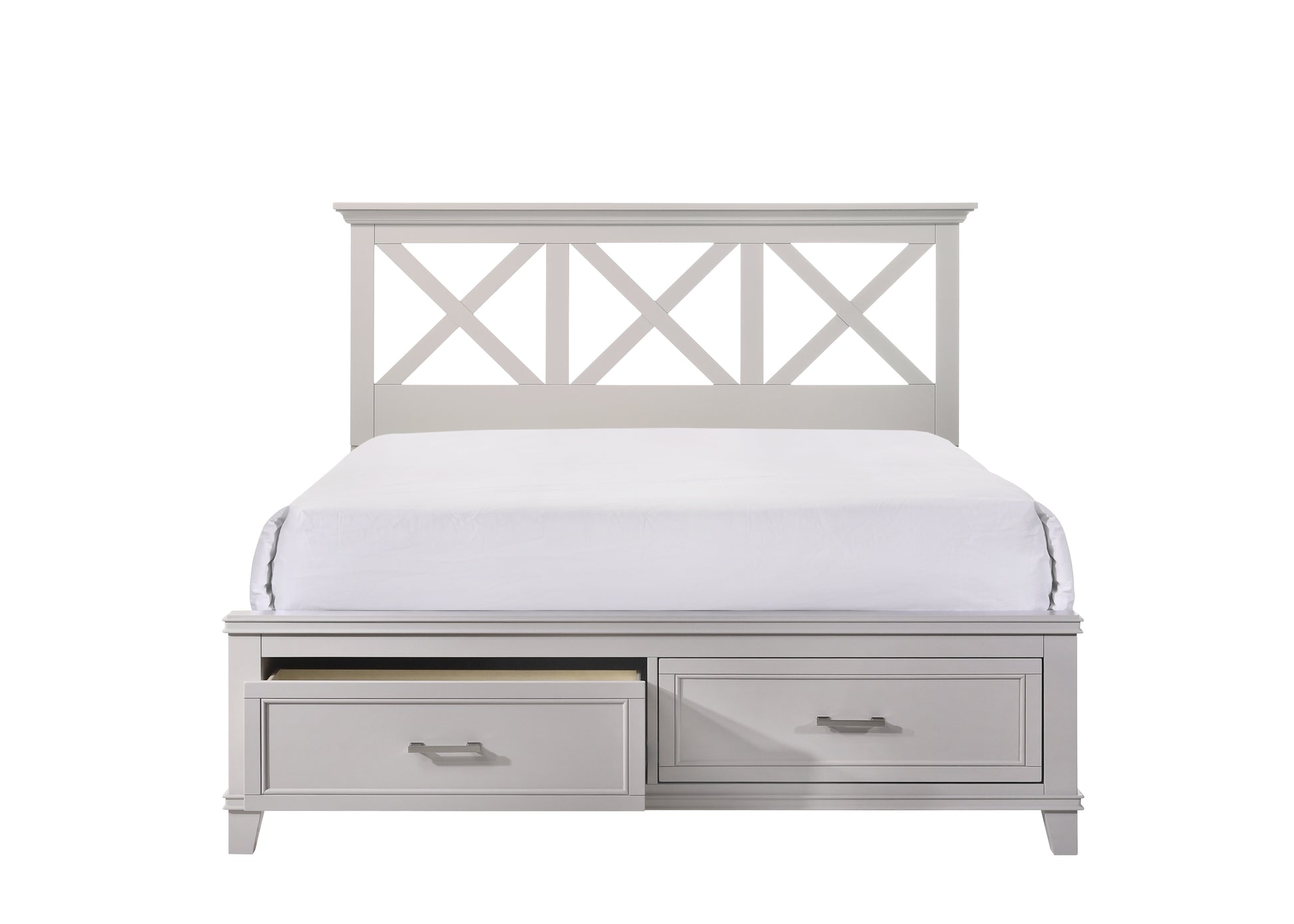 King X Storage Bed Gray Solid Wood Mdf