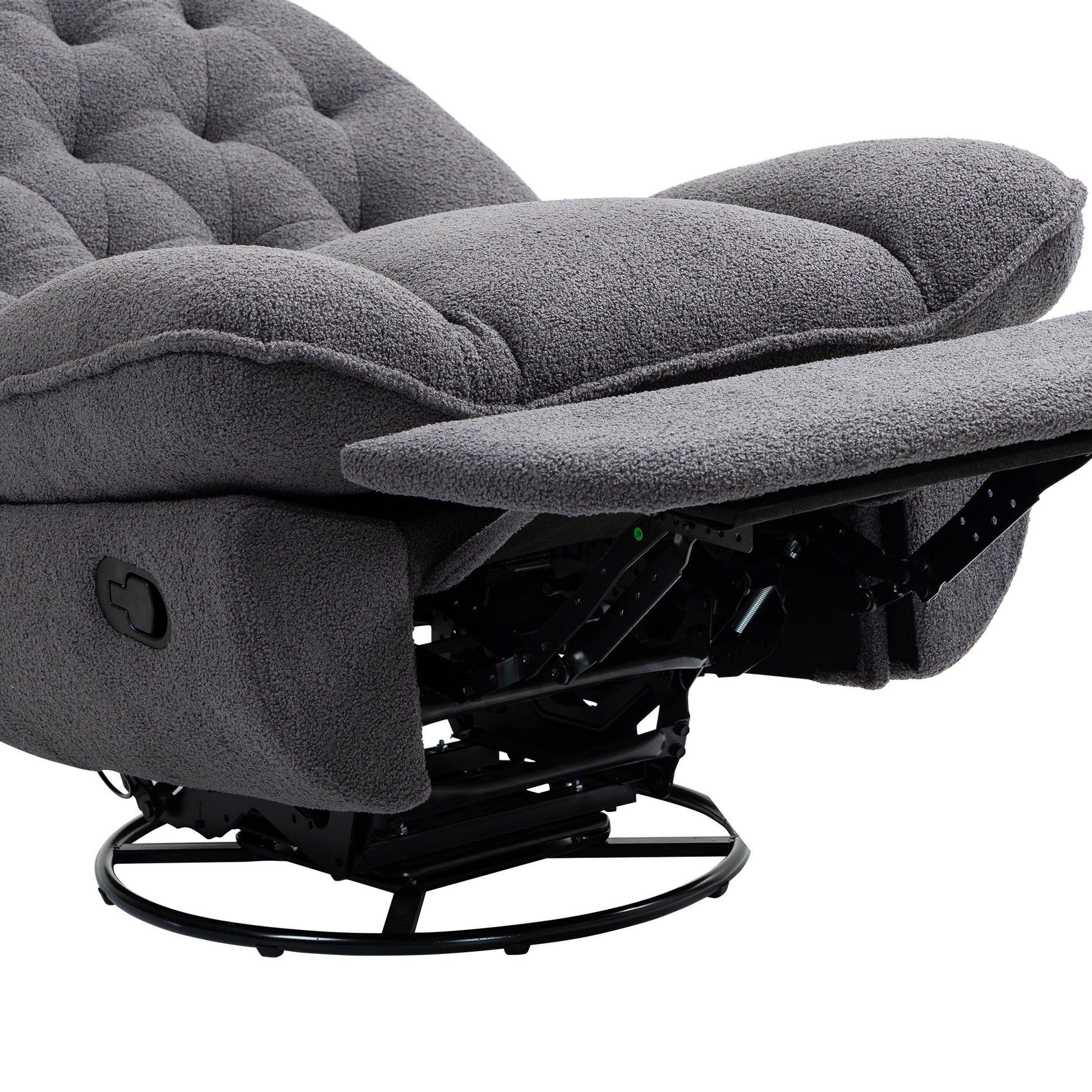 360 Swivel Recliner Adjustable Chair Chenille Glider Swivel Reclining Sofa Chair With Black Metal Round Base Gray Gray Foam Upholstered