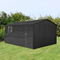 Metal Garden Sheds 10Ftx12Ft Outdoor Black With Window Black Metal