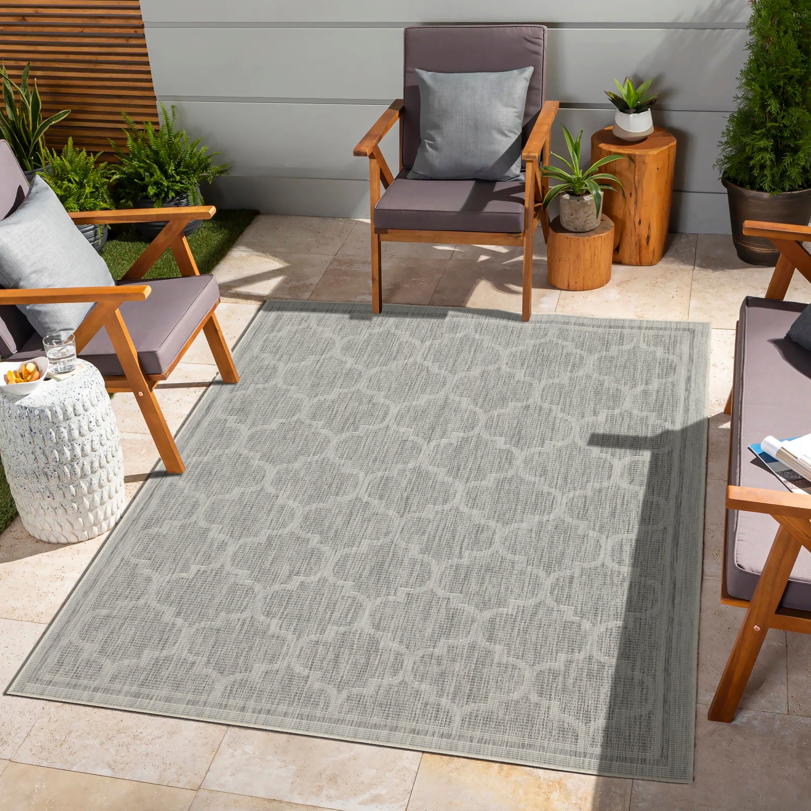 Sunshine Gc Har2006 Silver 2 Ft. 7 In. X 7 Ft. 3 In. Indoor Outdoor Area Rug Silver Polyester Polypropylene