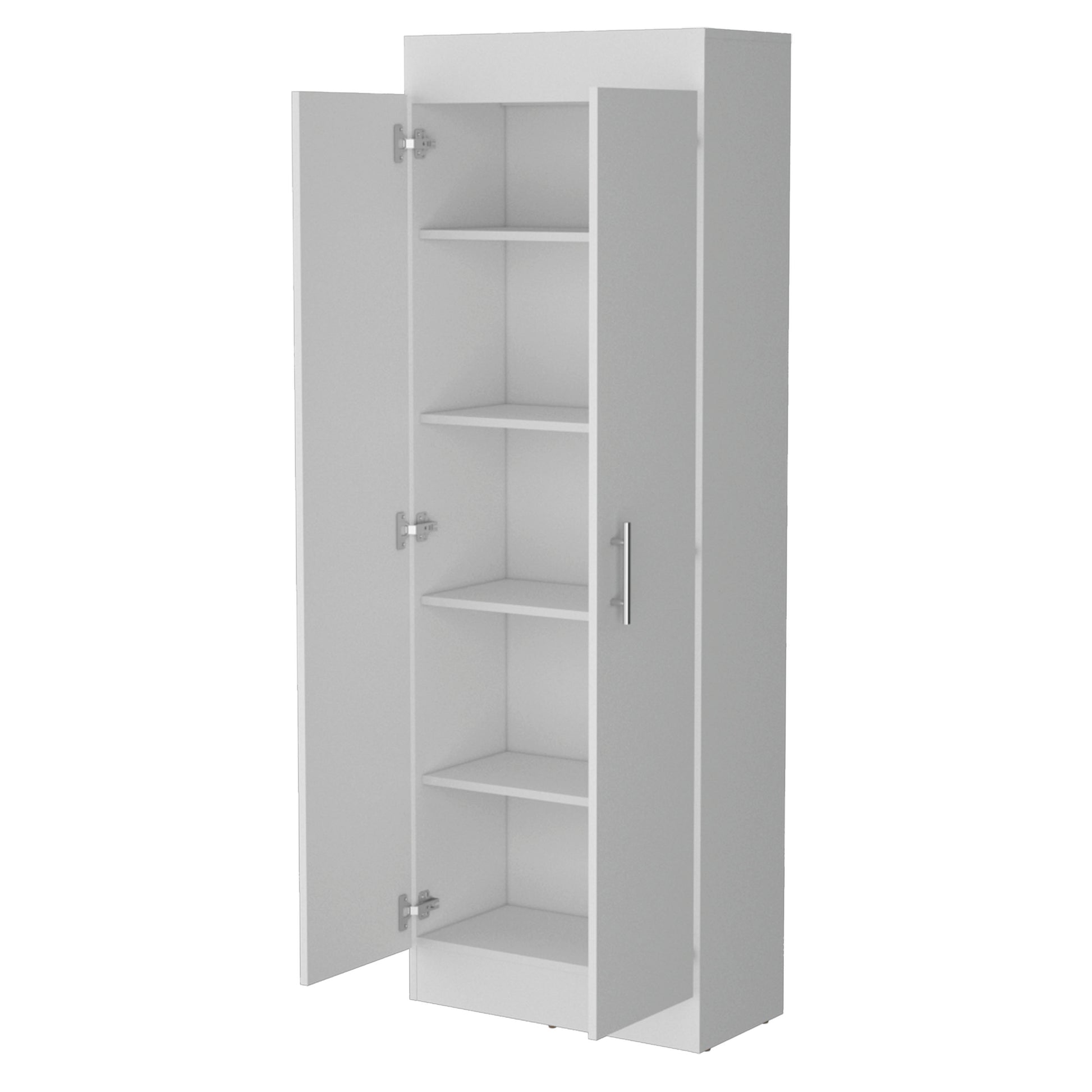 Dawson Pantry Cabinet With Sleek 5 Shelf Storage White White Kitchen Contemporary Pine Particle Board Engineered Wood