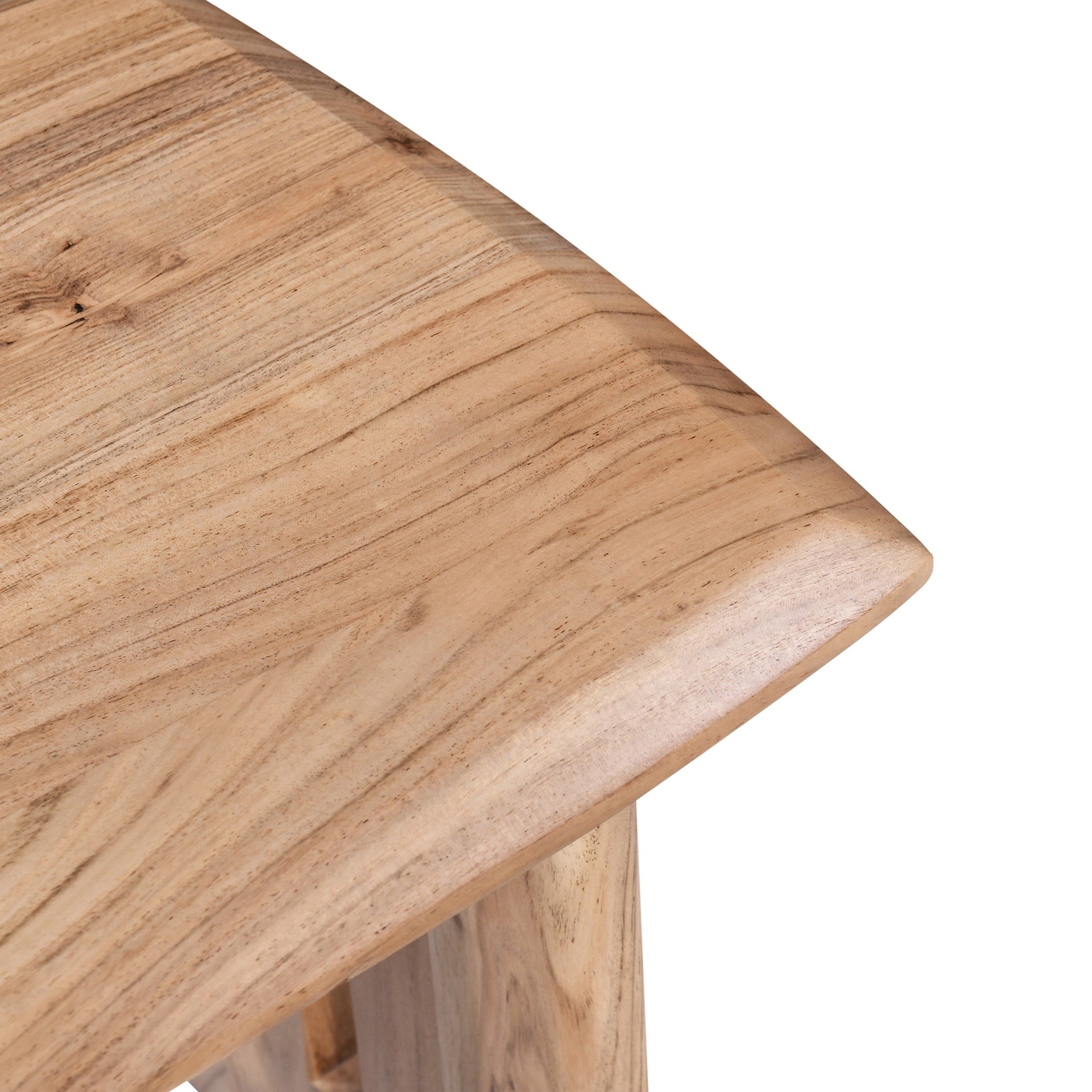 18 In. Solid Acacia Wood End Side Table With Curved Edges, Modern Living Room Sofa Side Table, Brown Walnut Brown Brown Primary Living Space Contemporary Freestanding Acacia Rectangular Coffee & End Tables Rectangular Solid Wood
