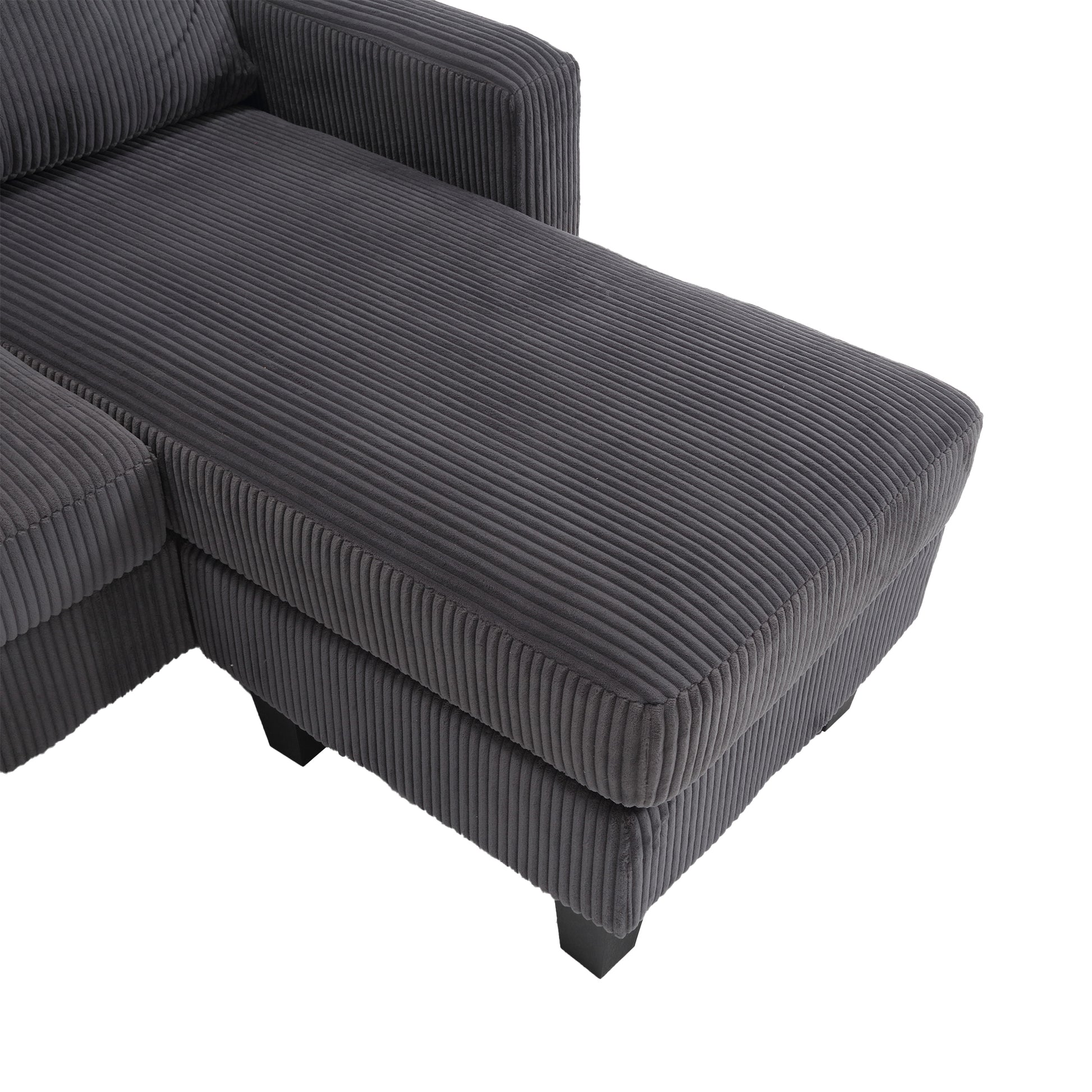 Velvet Sectional Couchl Shaped Sofa With Ottoman For Small Apartment Dark Gray Velvet 3 Seat