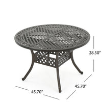 Outdoor Expandable Aluminum Dining Table, Hammered Bronze Finish Bronze Aluminium