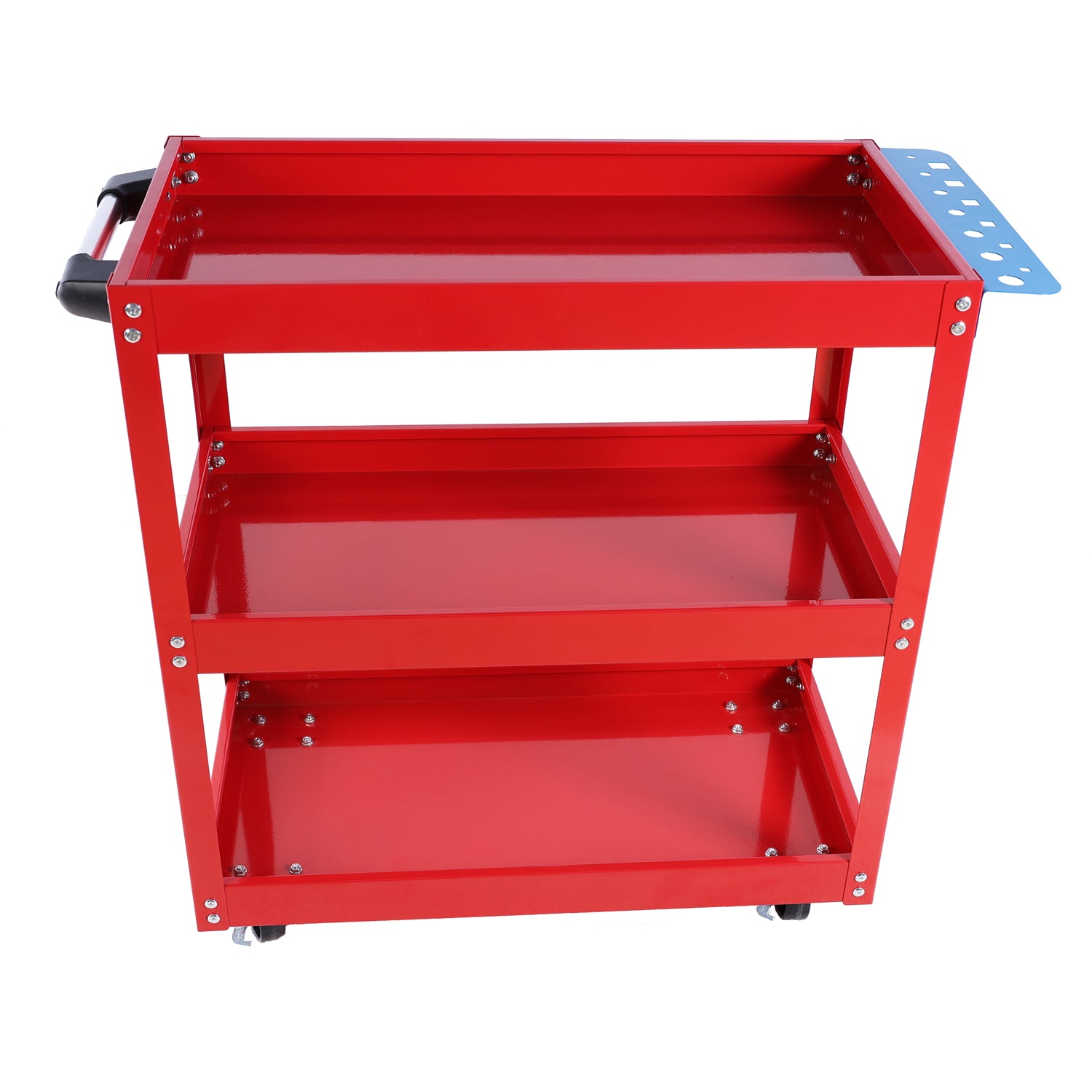 Tool Cart On Wheels, 3 Tier Rolling Mechanic Tool Cart, Heavy Duty Steel Utility Cart W Lockable Wheels, 450 Lbs Capacity Industrial Service Cart For Garage, Warehouse, Workshop Bright Red Red Abs Steel Q235