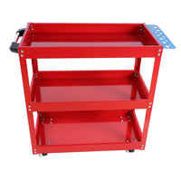 Tool Cart On Wheels, 3 Tier Rolling Mechanic Tool Cart, Heavy Duty Steel Utility Cart W Lockable Wheels, 450 Lbs Capacity Industrial Service Cart For Garage, Warehouse, Workshop Bright Red Red Abs Steel Q235
