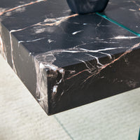 43.3"X23.6" Black Marble Patterned Mdf Coffee Table With Tempered Glass Legs.Suitable For Living Room.It Can Be Used Not Only As A Coffee Table But Also As A Side Table Or Display Stand.