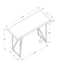 Computer Desk, Home Office, Laptop, 48"L, Work, White Laminate, Grey Metal, Contemporary, Modern White Metal