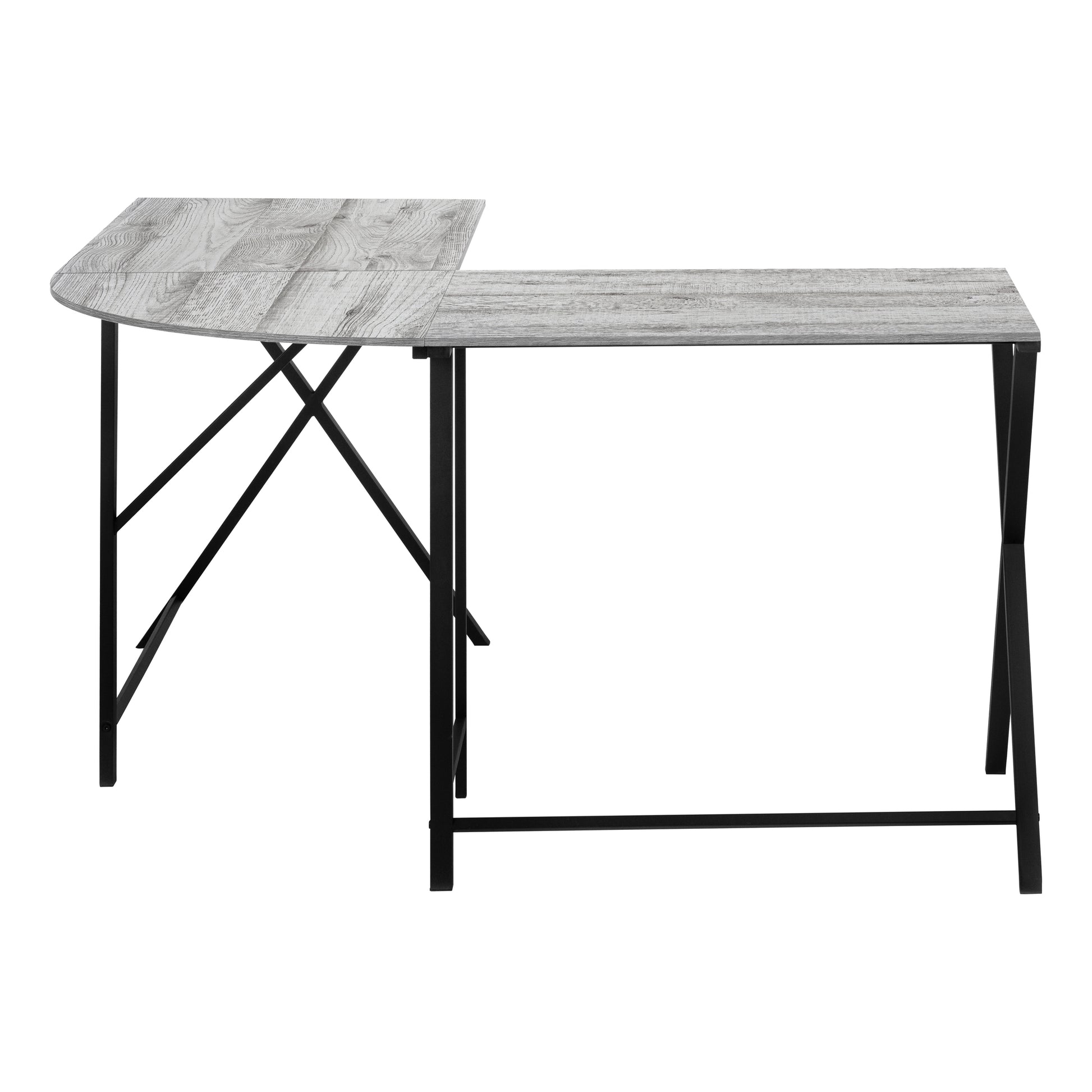 Computer Desk, Home Office, Corner, 55"L, L Shape, Work, Laptop, Grey Laminate, Black Metal, Contemporary, Modern Grey Mdf