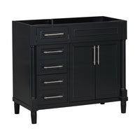 36'' Bathroom Vanity Without Sink, Freestanding Bathroom Storage Cabinet With 2 Drawers And A Tip Out Drawer, Solid Wood Frame Vanity Only, Height Adjustable Shelf Not Include Sink 3 Black 2 2 Bathroom Freestanding Solid Wood Mdf Painted