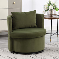 Upholstered Barrel Accent Chair With Ottoman, Living Room Side Chair With Storage, Single Sofa Armchair Olive Primary Living Space American Design,Casual,Contemporary,Modern Fabric