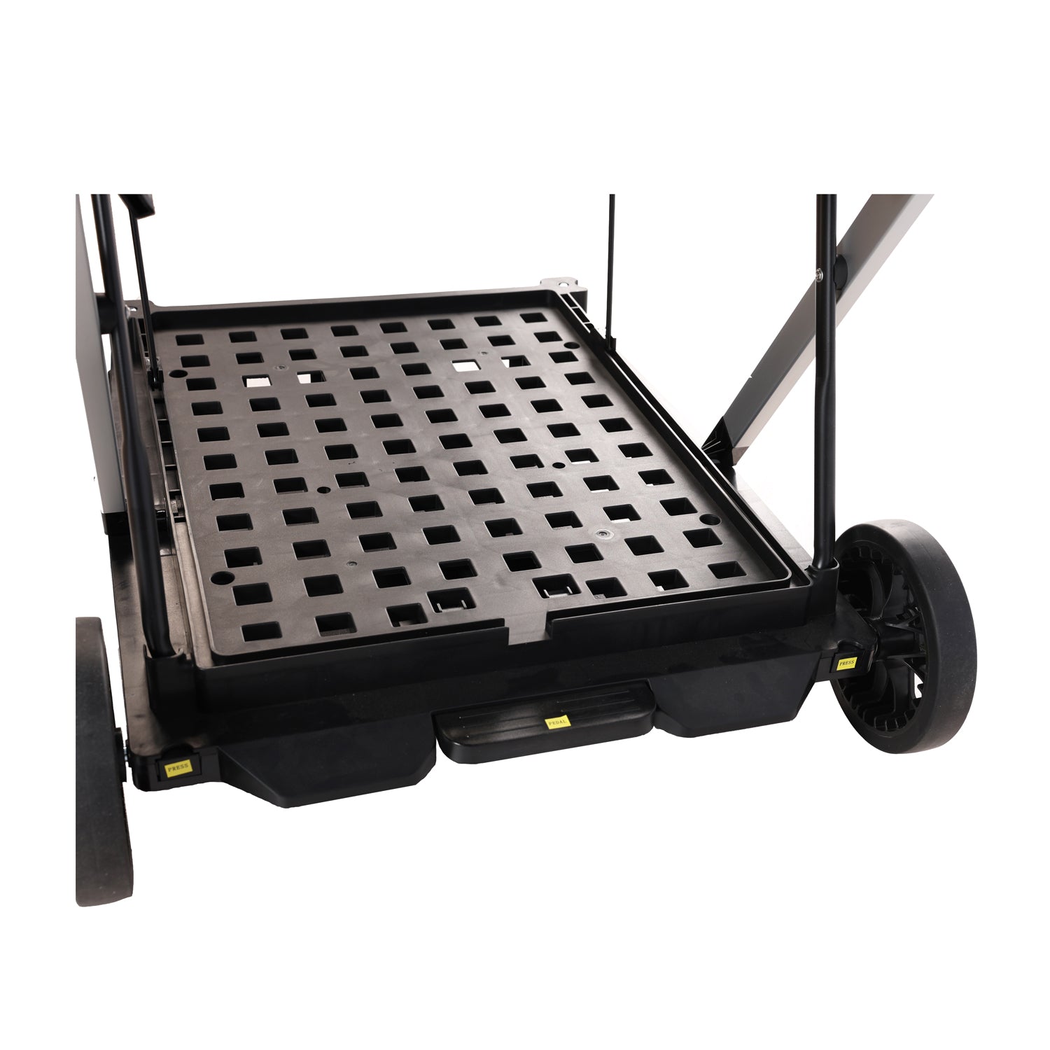 Folding Service Cart With Wheels Double Decker, Shopping, Library, Office Warehouse Moving Carts Black Blue Plastic