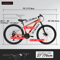 A2610 26 Inch Mountain Bike 21 Speeds, Suspension Fork, Steel Frame Disc Brake For Men Women Mens Bicycle Orange Steel