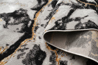 "Tali" Luxury Area Rug In Grey And Black Abstract Design Multicolor Polyester