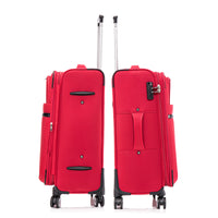 3 Piece Fabric Soft Luggage Set With Swivel Wheels And Password Lock, 20 26 30 Inches Red Fabric