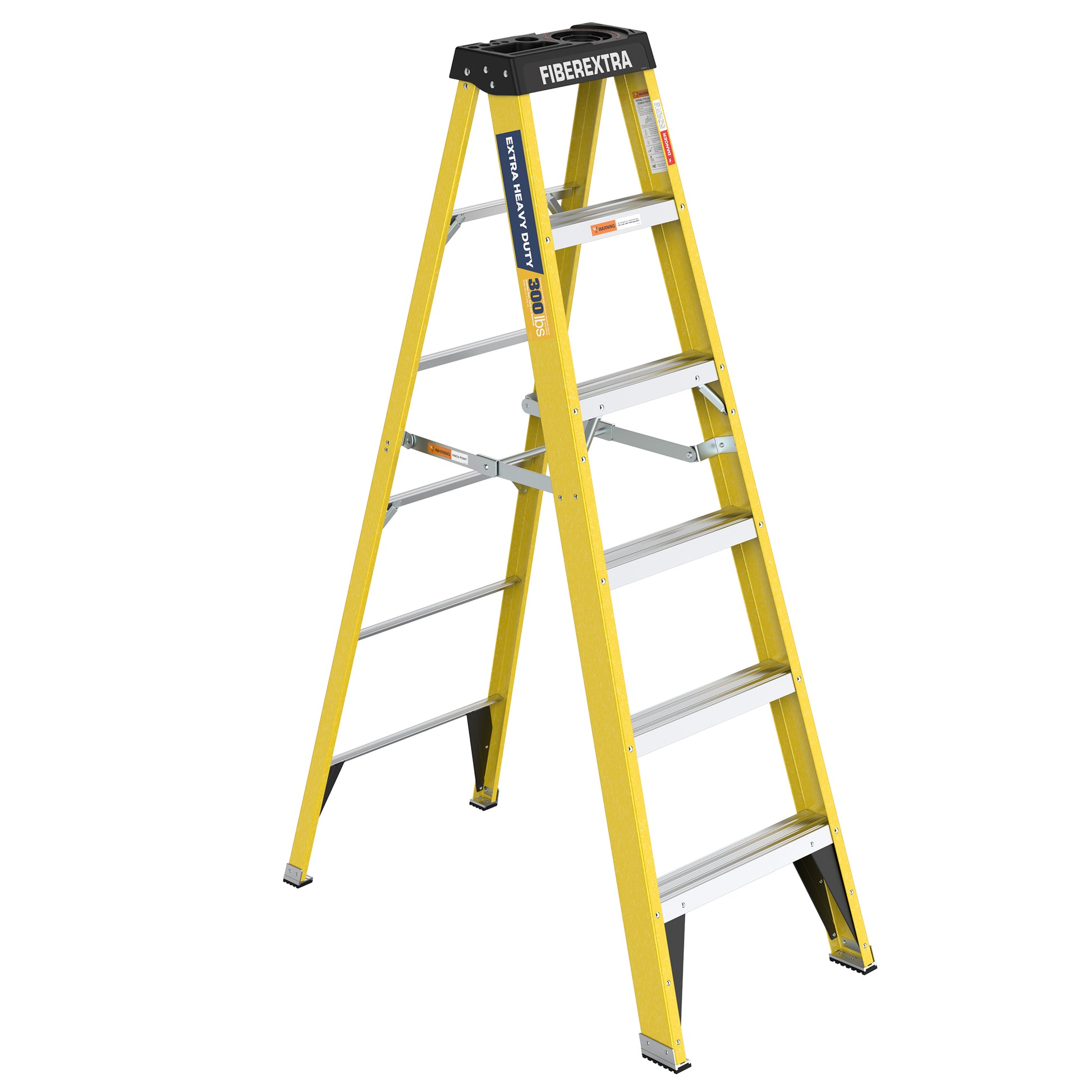 6 Fibreglass Step Ladder Series 300Lbs Yellow Fiberglass