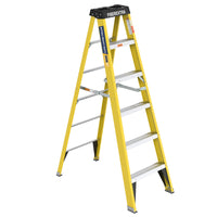 6 Fibreglass Step Ladder Series 300Lbs Yellow Fiberglass