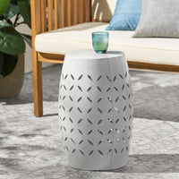 Lilac 12" Side Table White Iron