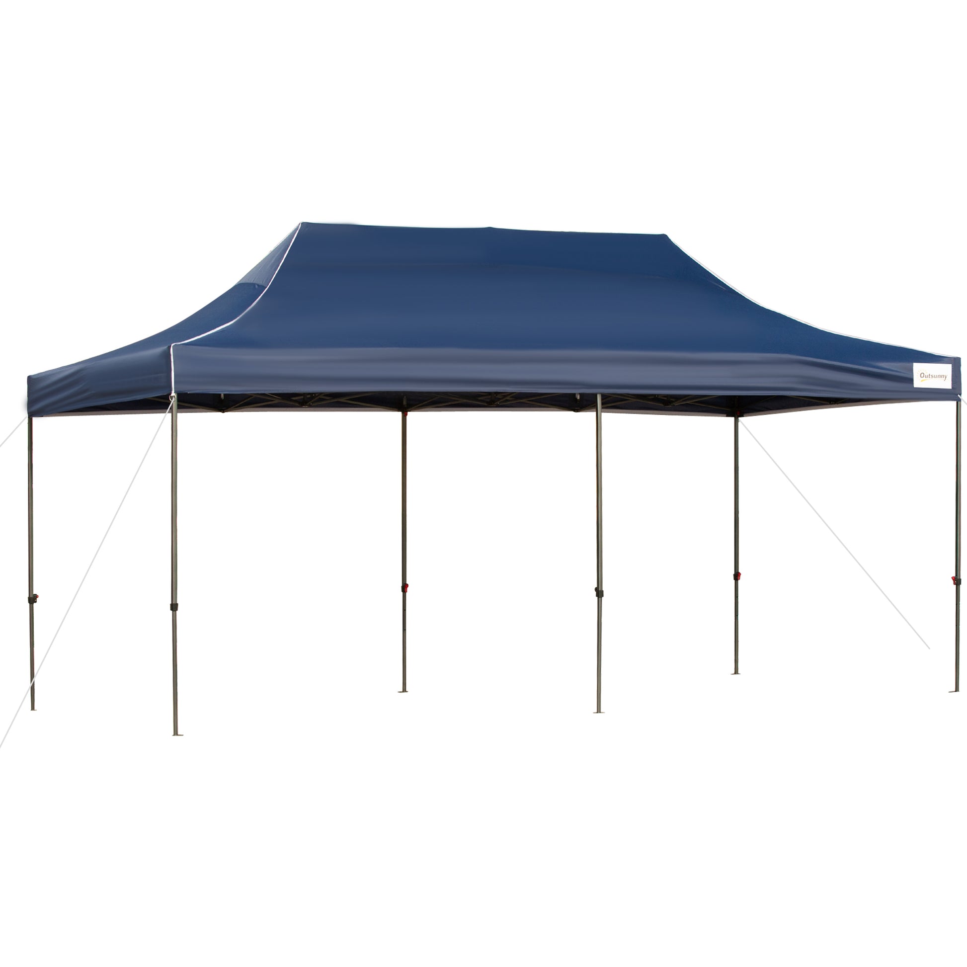 Outsunny 10' X 20' Pop Up Canopy Tent With Sidewalls & Doors, Instant Tents For Parties With Wheeled Carry Bag, Height Adjustable, For Outdoor, Garden, Patio, Blue Dark Blue Steel