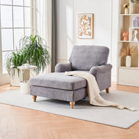 Modern Mid Century Indoor Oversized Chaise Lounger Comfort Sleeper Sofa With Soild Wood Legs Grey Foam 1 Seat