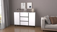 3 Drawers And 2 Doors Light Luxury Sideboard Buffet Cabinet White Wood