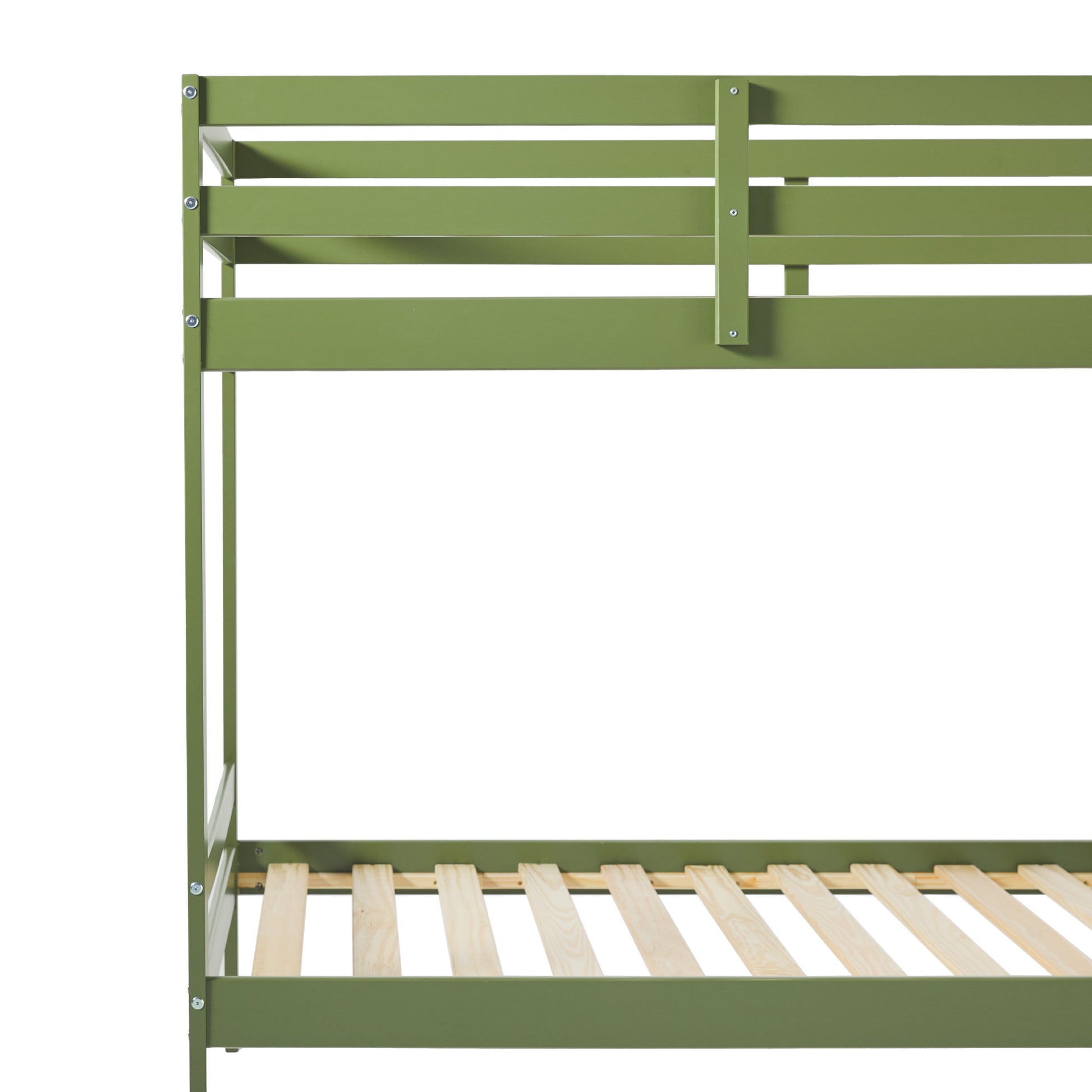 Modern Simple Solid Wood Twin Over Twin Bunk Bed, Olive Green Olive Green Pine Pine