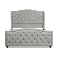 Fontana Wingback Upholstered Platform Bed Frame, Queen, Silver Grey Polyester Box Spring Not Required Queen Silver Grey Wood Foam Polyester Polyester