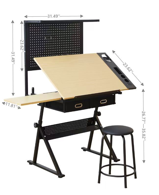 Drafting Table With Metal Perforated Board Pannel