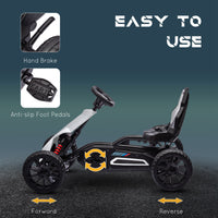 Aosom Kids Pedal Go Kart, Outdoor Ride On Toy With Adjustable Seat, Swing Axle, Handbrake, 4 Non Slip Eva Wheels For Boys And Girls Aged 3 8 Years Old, White White Iron Plastic