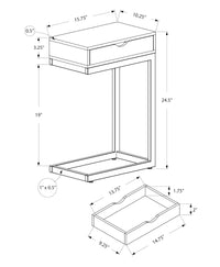 Accent Table, C Shaped, End, Side, Snack, Storage Drawer, Living Room, Bedroom, Brown Laminate, Black Metal, Contemporary, Modern Brown Particle Board