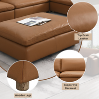 Brighton Ottoman, Brown Top Grain Leather Lv03374 Brown Upholstered