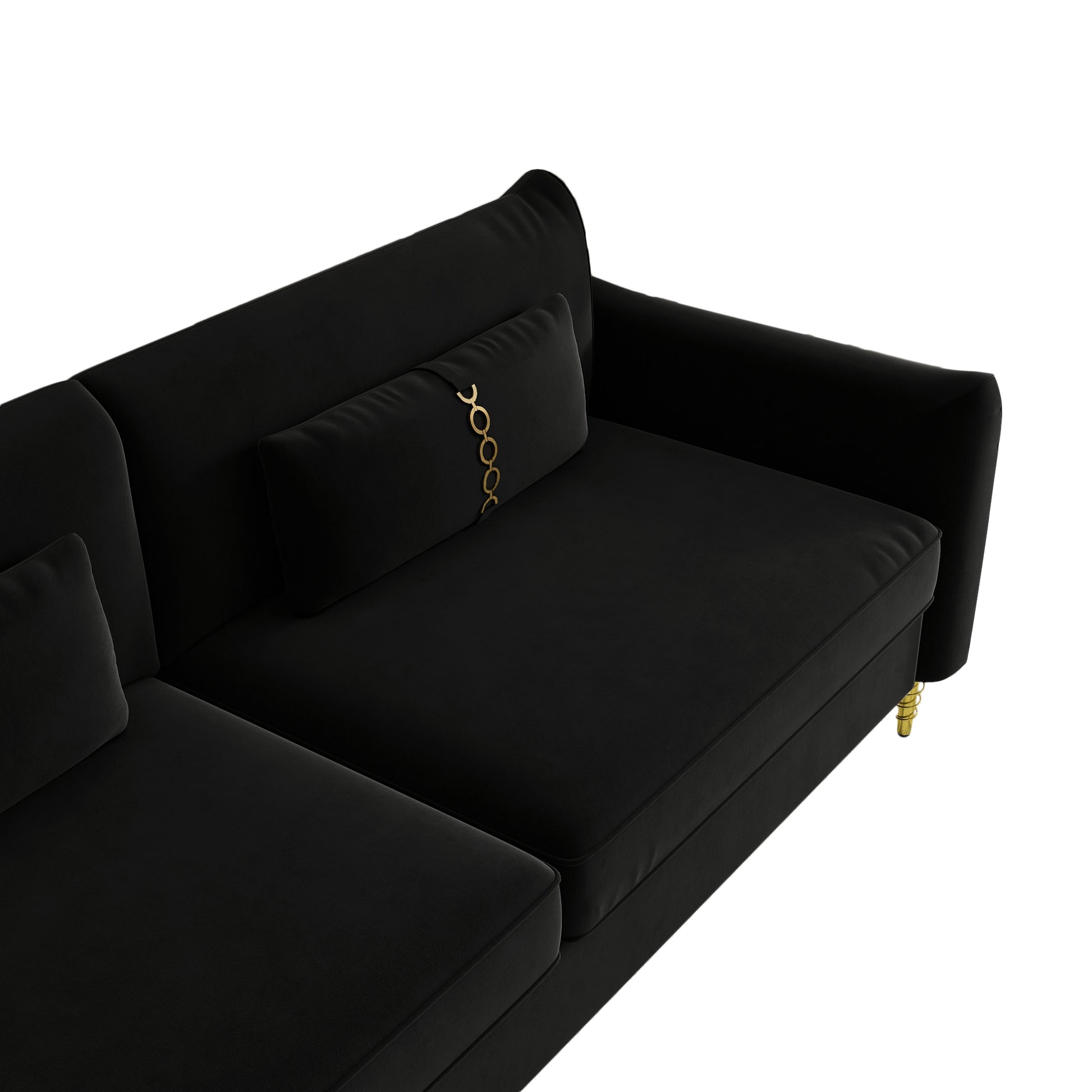 Fx P19 Bk Sofa 85.83Inch Velvet Sofa Couch Luxury Modern Upholstered Sofa With 2 Pillows Black Color Black Velvet 2 Seat