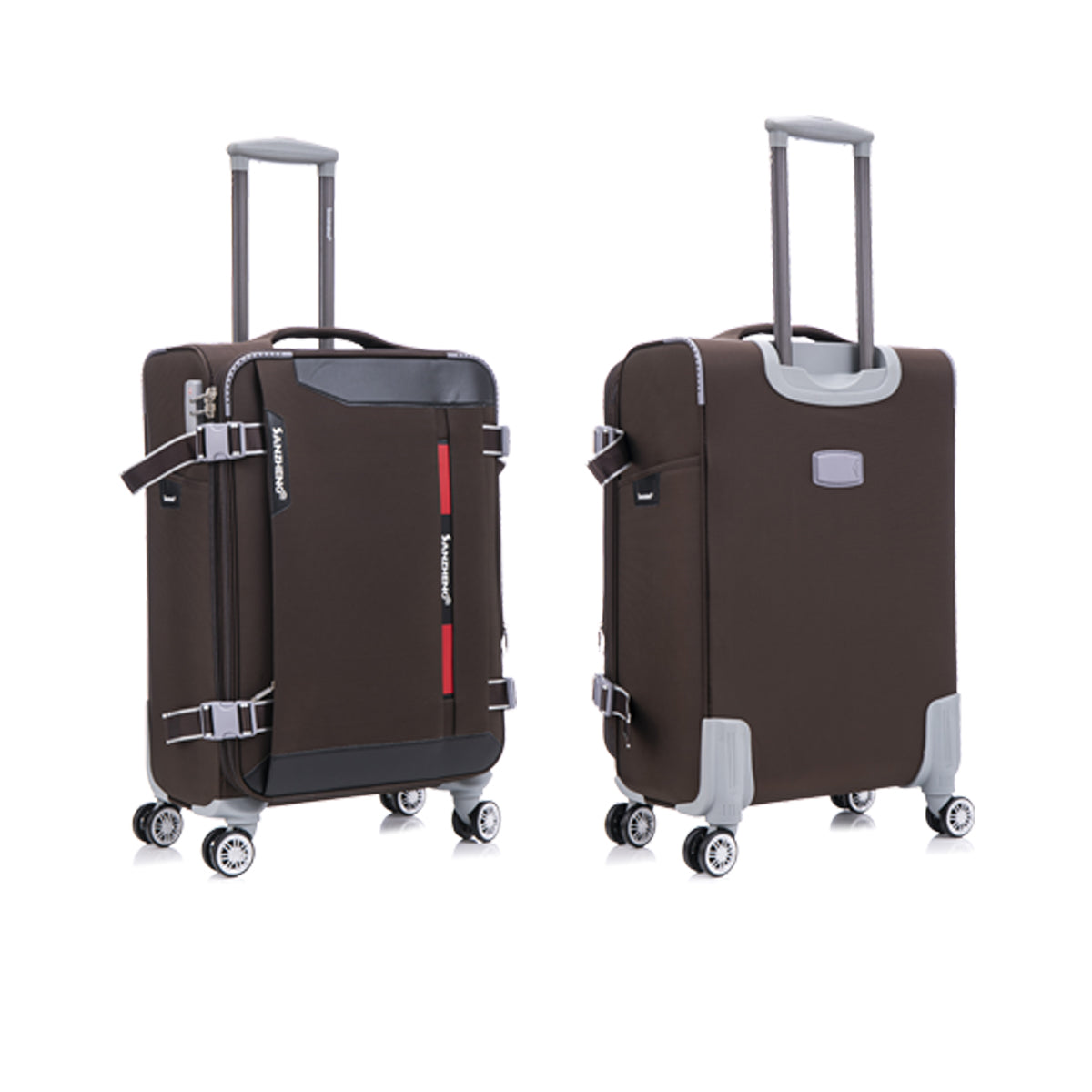 Softside Upright Luggage Set Expandable, Lightweight,4 Piece 20 24 28 32 Coffee Contemporary Fabric