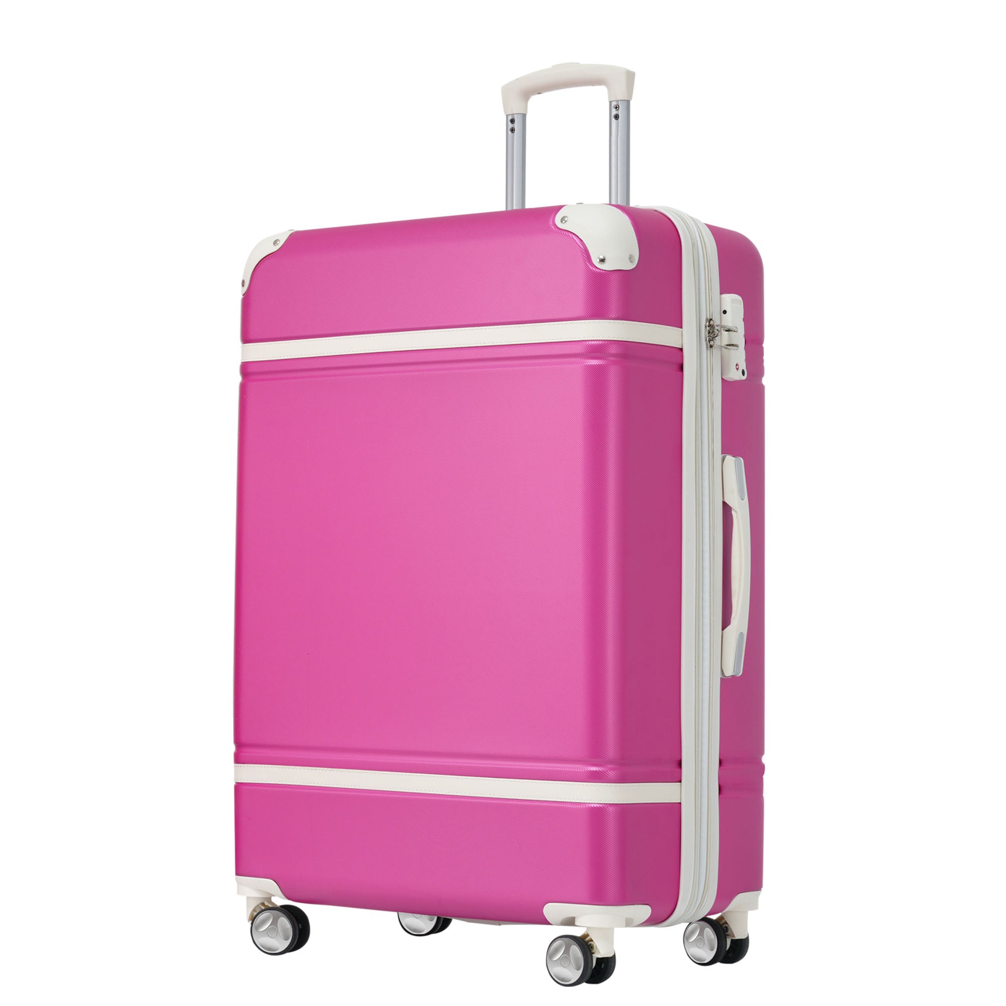 24 In Luggage 1 Piece With Tsa Lockexpandable Lightweight Suitcase Spinner Wheels, Vintage Luggage,Pink Change To Sku:N732P171621H Pink Abs