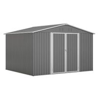 10X8 Ft Outdoor Tool Storage Shed With Metal Foundation & Lockable Doors, All Weather Metal Sheds For Garden, Patio, Backyard, Lawn, Gray Gray Metal