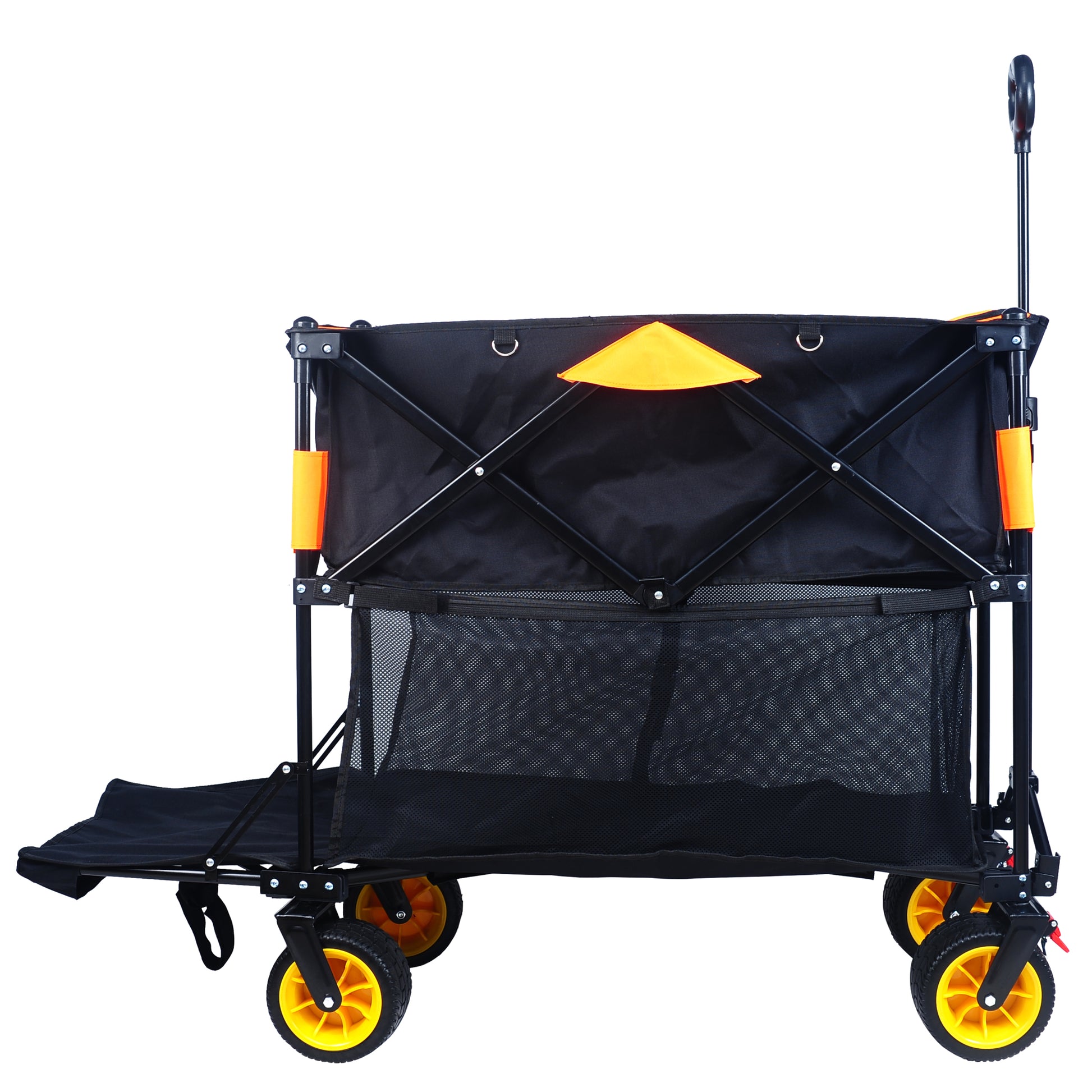 Big Large Capacity Folding Cart Extra Long Extender Wagon Cart Folding Wagon Garden Shopping Beach Cart Black Orange Black Garden & Outdoor Iron,Oxford Fabric