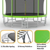 16Ft Trampoline With Balance Bar & Basketball Hoop&Ball, Astm Approved Reinforced Type Outdoor Trampoline With Enclosure Net Green Steel