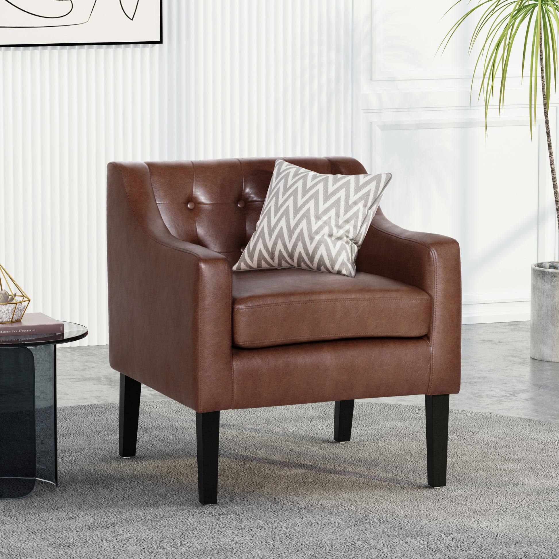 Accent Chair Dark Brown Pu