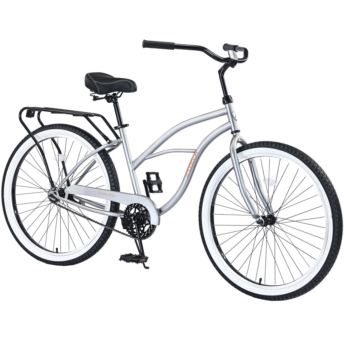 Single Speed Bicycles 26"Inch,Steel Frame, Wide Wheels For Stability, Rear Coaster Brakes,Multiple Colors Men'S Beach Cruiser Bike Cycling Silver Grey Garden & Outdoor Steel